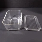 Vintage PYREX 502-B Clear Glass Refrigerator Dish With 502-C Ribbed Lid USA