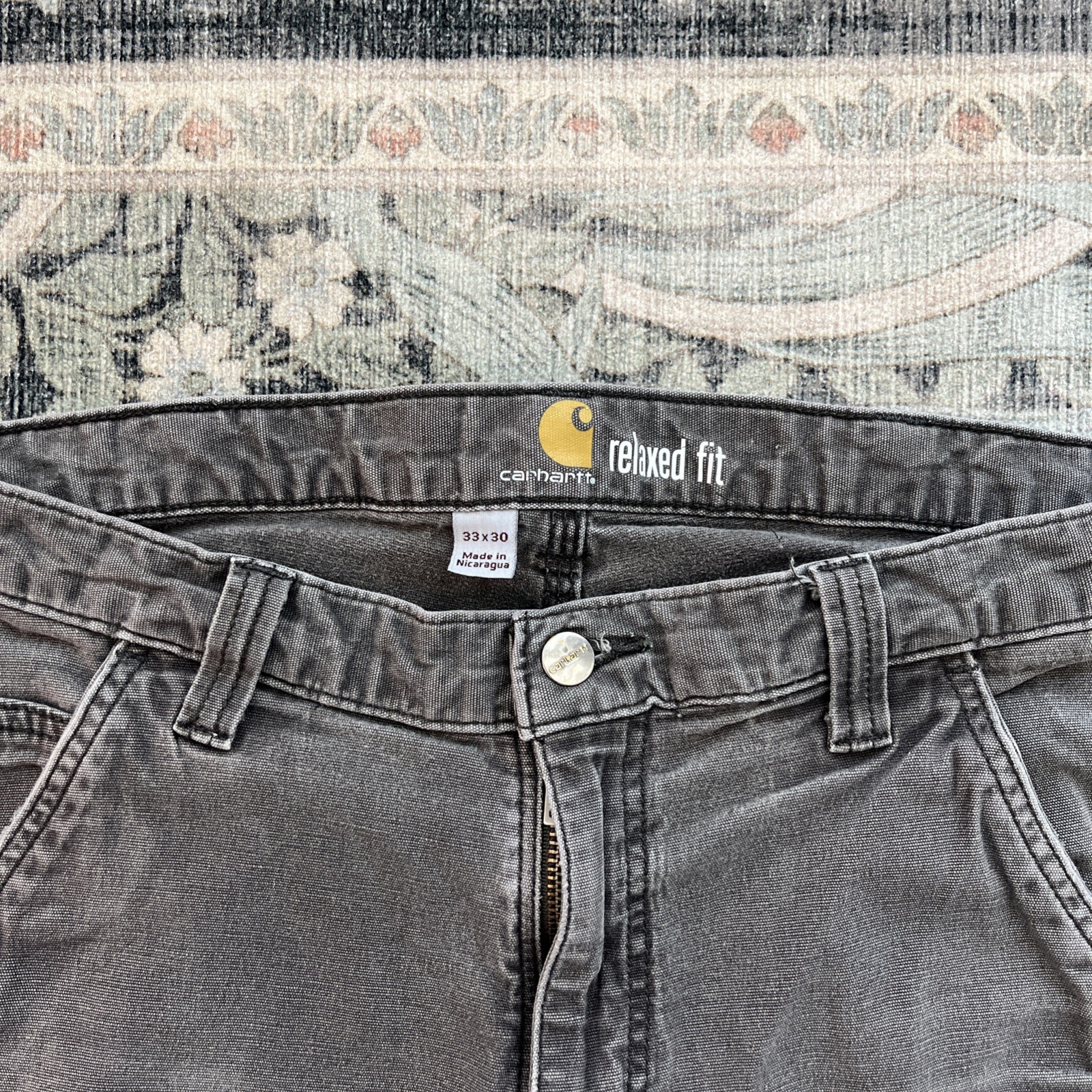 Carhartt Carpenter Pants Mens Size 33x30 Faded Gray Relaxed Fit Workwear 102291 thumbnail 4