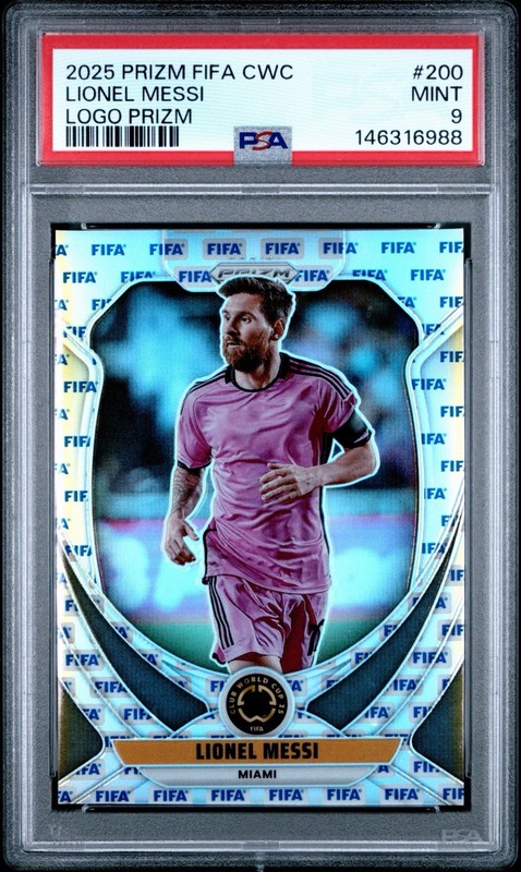 LIONEL MESSI 2025 PANINI PRIZM FIFA #200 LOGO PRIZM PSA 9 MINT 13/20 LOW POP 3
