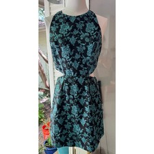 Anthropologie 4 Hutch Floral Jacquard Cut-Out Mini Dress Baroque Blue Black 