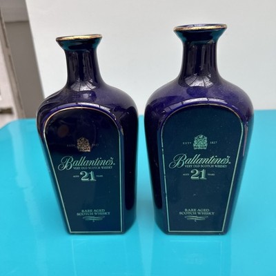 Rare Ballantine s Aged 21 Years Whisky, Empty Wade Blue Decanters.     (B98)