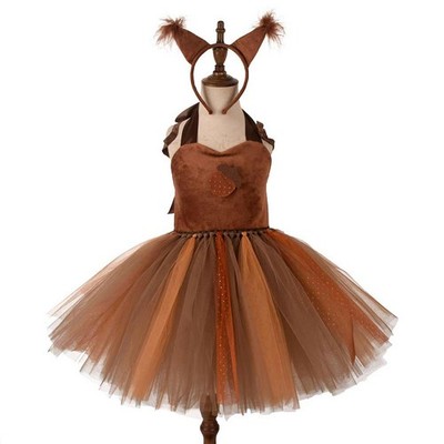 Kinder Animal Squirrel Puffy Tutu Dress Cosplay Kostüm Halloween Party Anzug