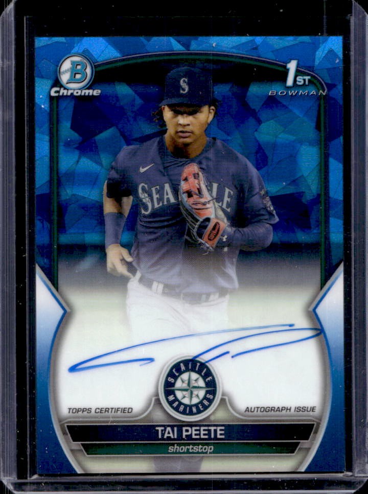2023 Bowman Draft Sapphire Tai Peete Chrome Auto 1st #11/199 Mariners