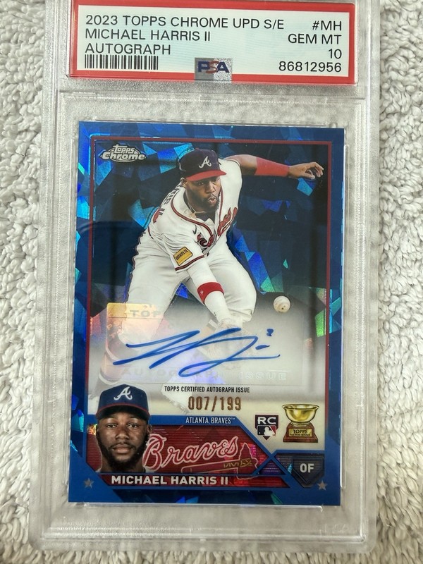 Topps 2023 Chrome Update Sapphire Michael Harris II Auto RC USA-MH /199 PSA 10