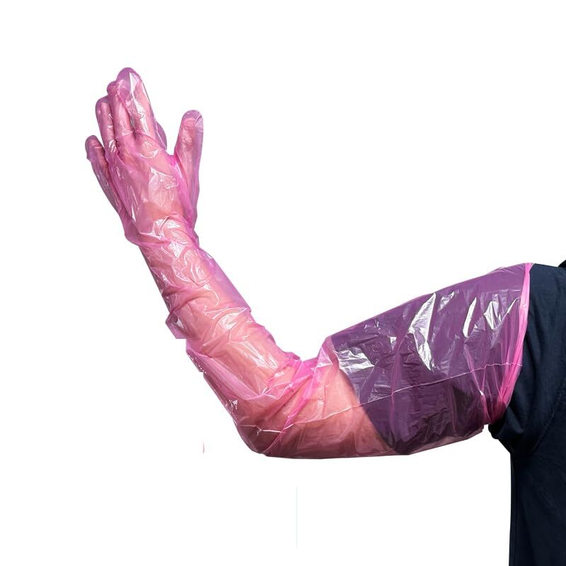 Disposable Gloves Long Sleeve Shoulder Length 100pcs 35”Vinyl Gloves for Clea...