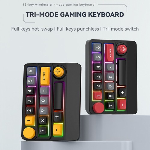 15 Keys Wired/2.4G Wireless/Bluetooth Mechanical Mini Gaming Keyboard RGB Li W❤D - Bild 10 von 15