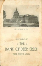 Embossed Postcard The Bank of Deer Creek, Oklahoma #2 - used in 1910