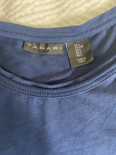 Tahari sleeveless navy blue boluse stretchy women's size L - Picture 5 of 7
