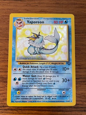 Pokémon TCG Vaporeon Jungle 12/64 Holo Unlimited Holo Rare