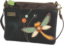 New Chala LaserCut Mini Crossbody Bag Convertible DRAGONFLY Black Vegan gift