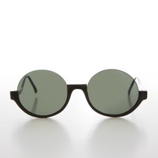 Black Round Hippie Goth Semi-Rimless 90s Sunglass - Justice