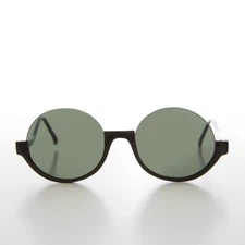 Black Round Hippie Goth Semi-Rimless 90s Sunglass  - Justice