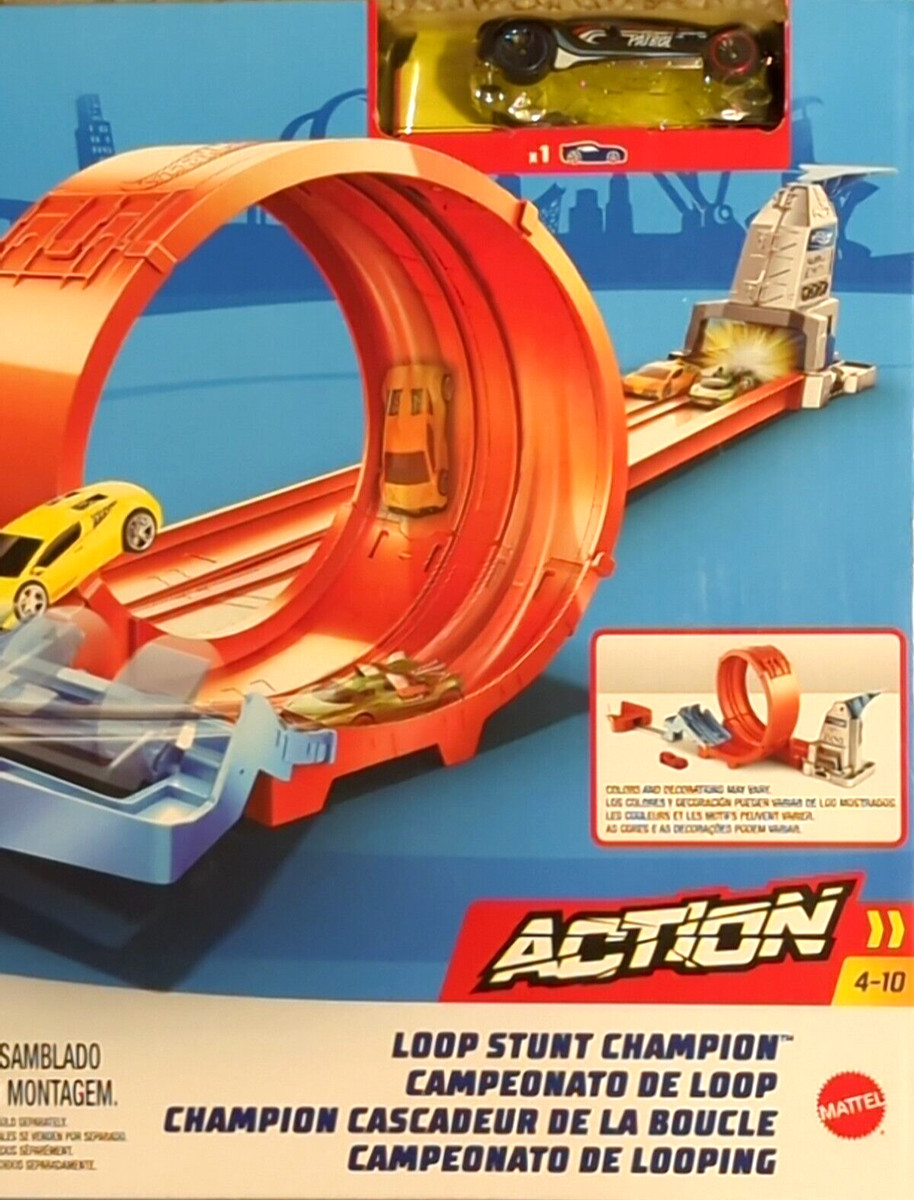 Hot Wheels Toy Car Track Set Loop Stunt Champion, Dual-Track Loop with  Dual-Launcher, Includes 1:64 Scale Toy Car