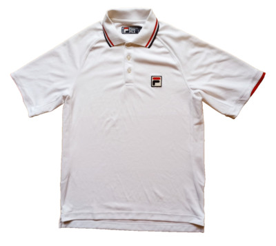 Fila White Line Pro Tennis Poloshirt Classic Björn Borg Retro Style weiß 48 S