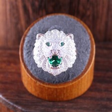 Fuzion Creations Green & White Crystal Lion H...