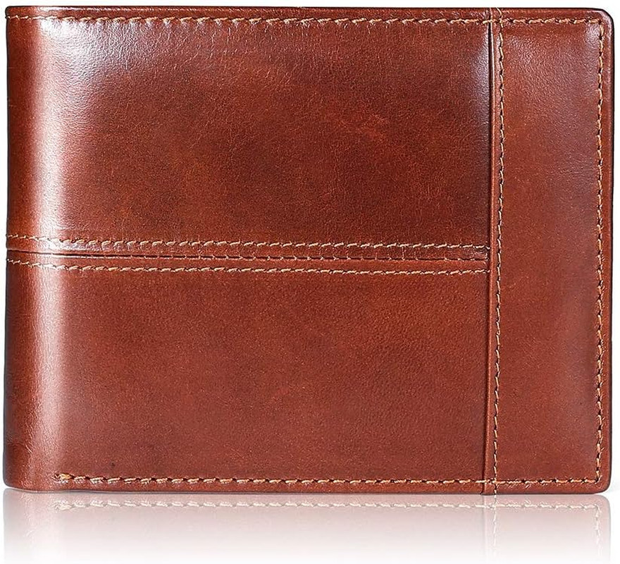 Cartera Hombre Piel Genuina Billetera RFID con 15 Tarjetas y