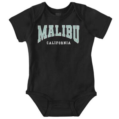 Cool Malibu City California Varsity Athletic Newborn Baby Boy Girl Infant Romper