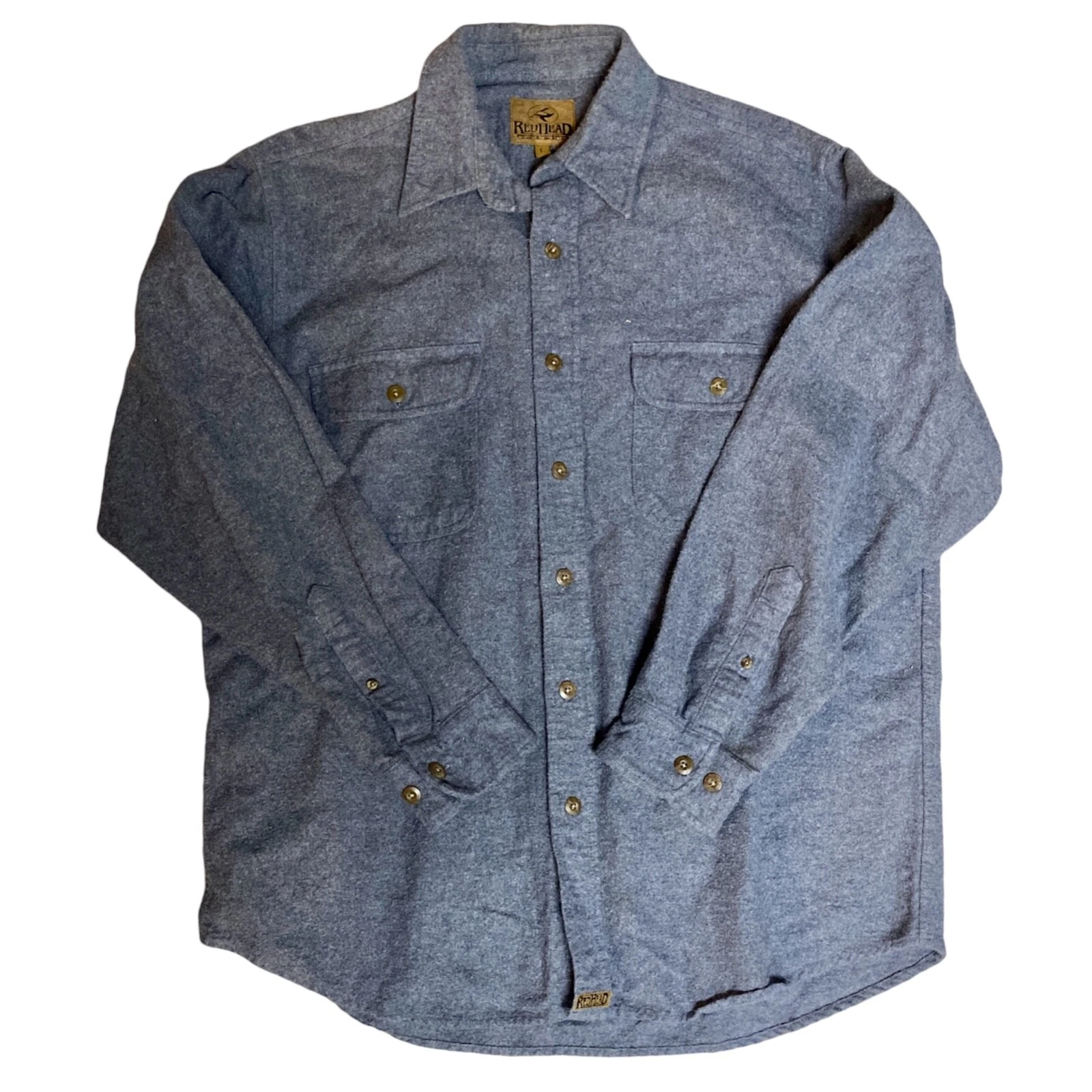 RedHead Shirt Gray Chamois Flannel Outdoor Fishing Button Up Mens Size Large