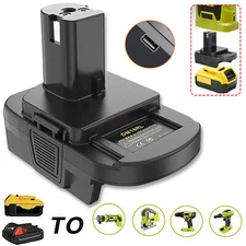 Battery Adapter for DeWalt 20V Milwaukee 18V to Ryobi 18V Tools with USB Port