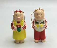 Midwest Of Cannon Falls Christmas Pig Ornaments Set Of 2 1982