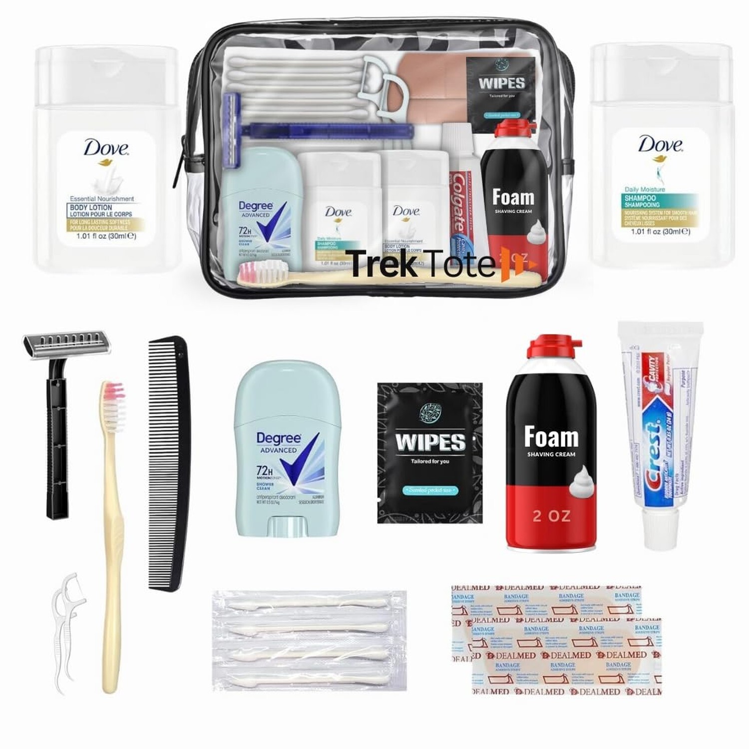 TrekTote 15-Piece Travel Toiletry Kit - Ready To Go Essentials Bag with Men's...