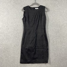 Calvin Klein Sleeveless Jacquard Sheath Dress Womens Size 8 Black Minimalist