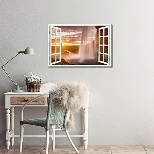 Canvas Wall Art Majestic Waterfall Pictures for Bedroom 24L" x 16W" Artwork-13 - Picture 5 of 8