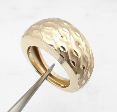 Size Domed Diamond Cut Graduated Ring Real Solid 14K Yellow Gold QVC 