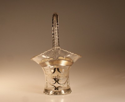 Duncan Miller Glass Sterling Silver Overlay #61 Basket Montreal Souvenir c.1945