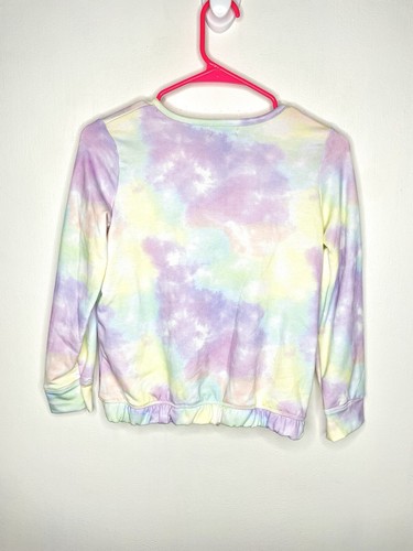 Btween Fleece Tie Dye Sweatshirt Girls Size 14 Pastel Rainbow Long Sleeve - Picture 3 of 4