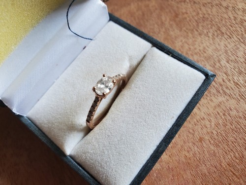 Diamond Engagement Ring, Rose Gold size 7 - nice 1/2 + Carat Oval center diamond