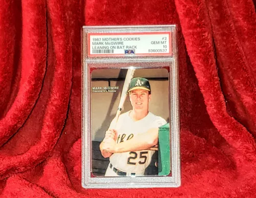 MARK MCGWIRE 1987 MOTHER'S COOKIES #2 LEANING ON BAT RACK PSA 10 🔥 ROOKIE RC