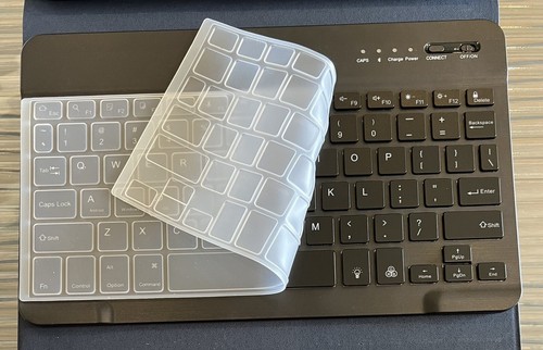 Wireless Keyboard for Tablet 10in Navy Blue Faux Leather - Picture 6 of 16