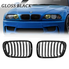 Gloss Black Front Kidney Grille Grill For 1999-2002 BMW E46 325CI 330CI 328i 2D