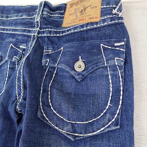 Jean femme True Religion 30 bleu moustaches bootcut Billy Super T - Photo 17/19