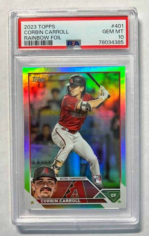 2023 Topps Corbin Carroll RAINBOW FOIL Rookie Card RC 401 Diamondbacks PSA 10