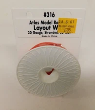 Atlas #316 Model Railroad Layout Wire 20 gauge Red Stranded 50 feet