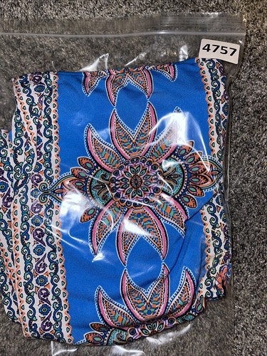 Sandra Darren Dress 10 Split V Paisley L Blue Orange Retro 70s Vibe Floral 4758 - Picture 14 of 14