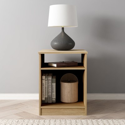 Mainstays Ardent Open Shelf Nightstand Euro Oak Frustration-free Easy Assembly