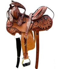 Western Horse Saddle Barrel Racing Cowhide Leather Equestrian Tack Set 10" - 18"