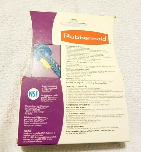 Rubbermaid Filtered Water Bottle Replacement "B" Filters 2-Pack NIB 960 Glasses - Picture 2 of 5