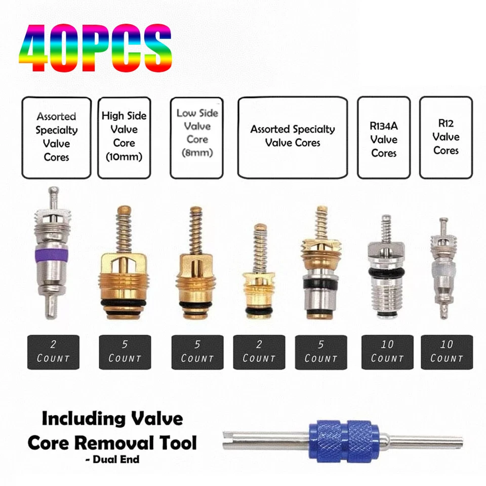 40 peças ferramenta de reparo de ar condicionado de carro R134 R12 kit de válvulas HVAC acessórios automáticos - Imagem 4 de 4