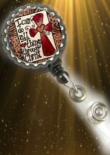 I can do all things Christian Bible work Badge Retractable Reel ID Holder nurse