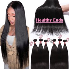100 Brazilian Virgin Human hair Extensions 1/3/4 Bundles Weave Weft 10"-30" US