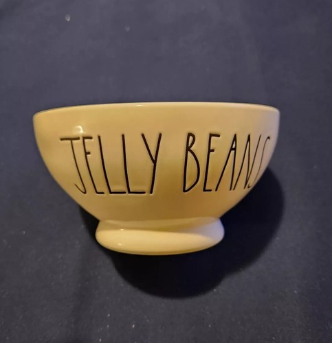 RAE DUNN White Yellow Interior JELLY BEANS Candy Cereal Ice Cream BOWL...