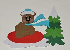 Snow Tubing Bear Sitting. Scrapbook, Card Making Paper Piecing