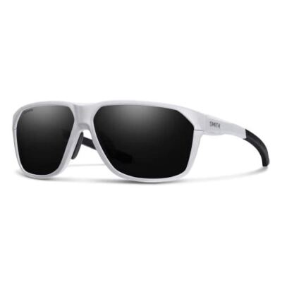 Smith Leadout PivLock Designer Unisex Square Sunglasses in White/ChromaPop Black