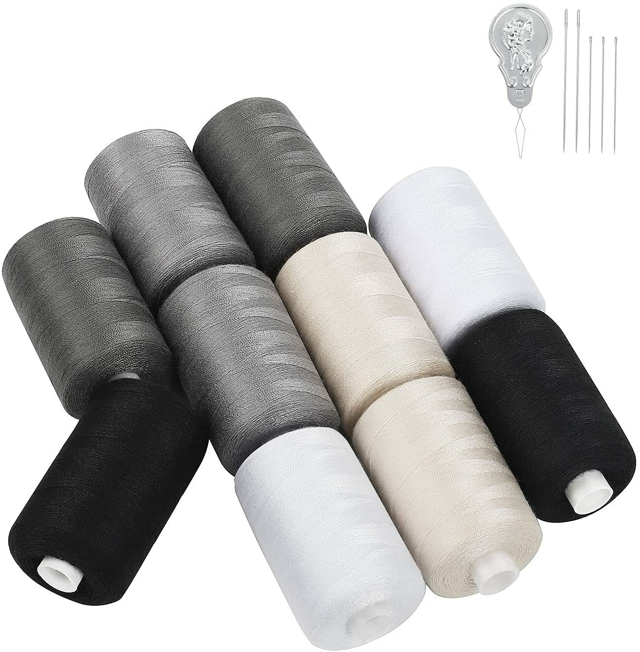 Set of 10 Mixed Cotton Thread for Sewing Machine 1000 Yard Spools for