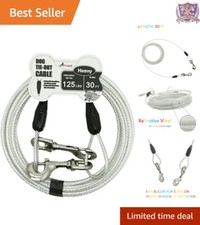 Heavy-Duty Reflective Tie-Out Cable, 30ft   Perfect for Large Dogs Up to 125 lbs