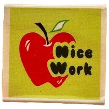 Nice Work Apple - Teacher's Wood Mounted Rubber Stamp 1.5”